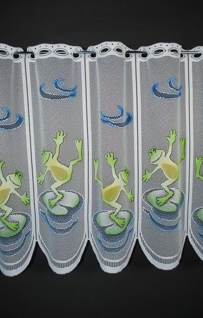 Scheibengardine nach Maß Frosch, Gardinen Kranzusch, Stangendurchzug (1 St), transparent, Stablöcher, transparent