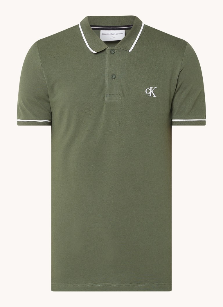 Polo Calvin Klein Tipping com estampa de logotipo