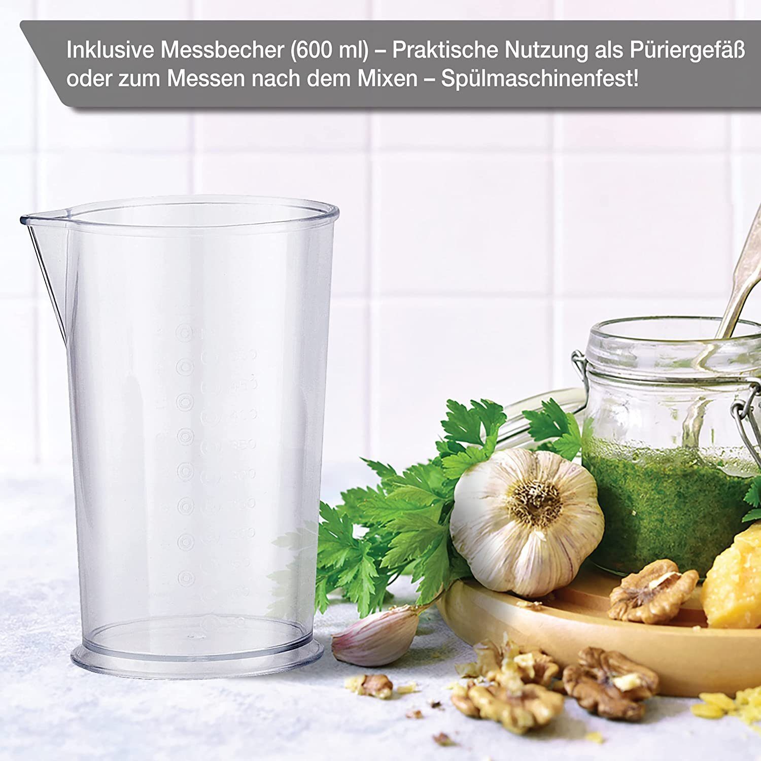Lebenlang Stabmixer Stabmixer Pürierstab Set Mixer Edelstahl Hochwertig 2 Jahre Garantie, 1000,00 W