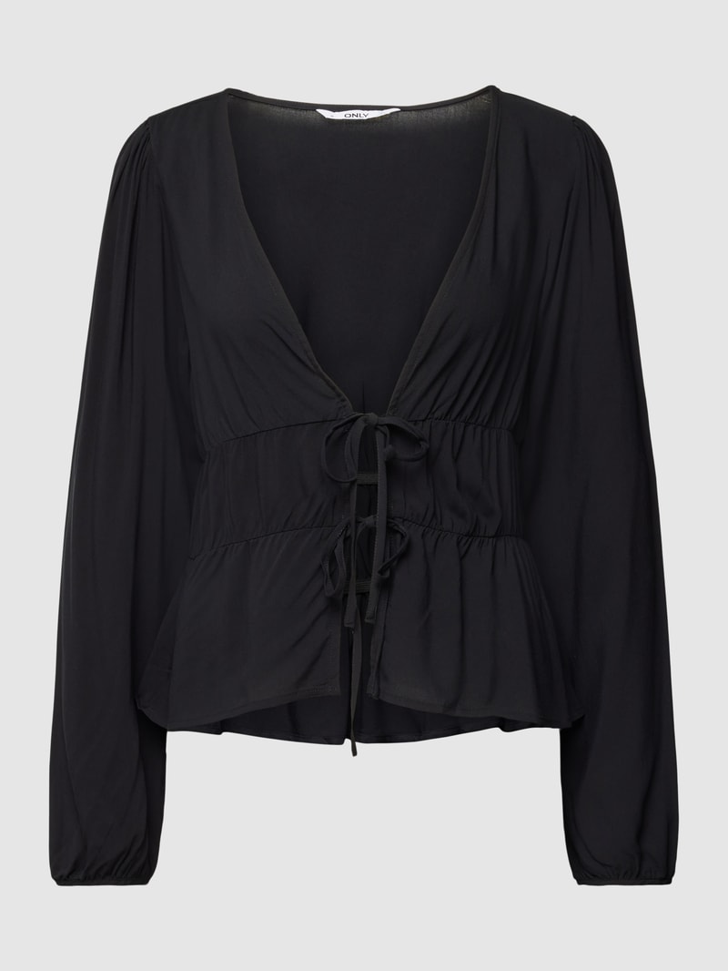 Bluse aus Viskose mit Schnürung Modell 'NOVA LIFE' in schwarz