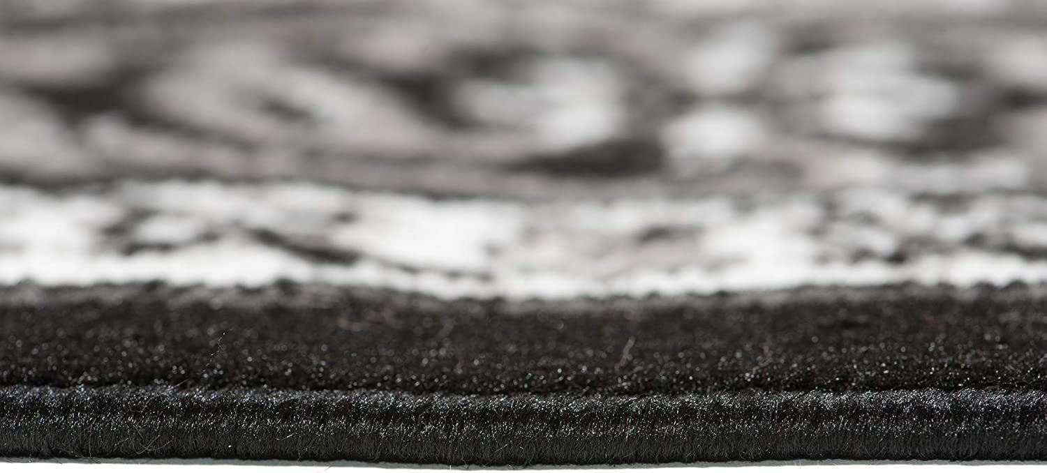 Orientteppich DY-EUFRAT-Q011A-BLACK, Mazovia, 70x140, Orientalisch, Blumenmuster, Klassisch, Kurzflor, Gemustert