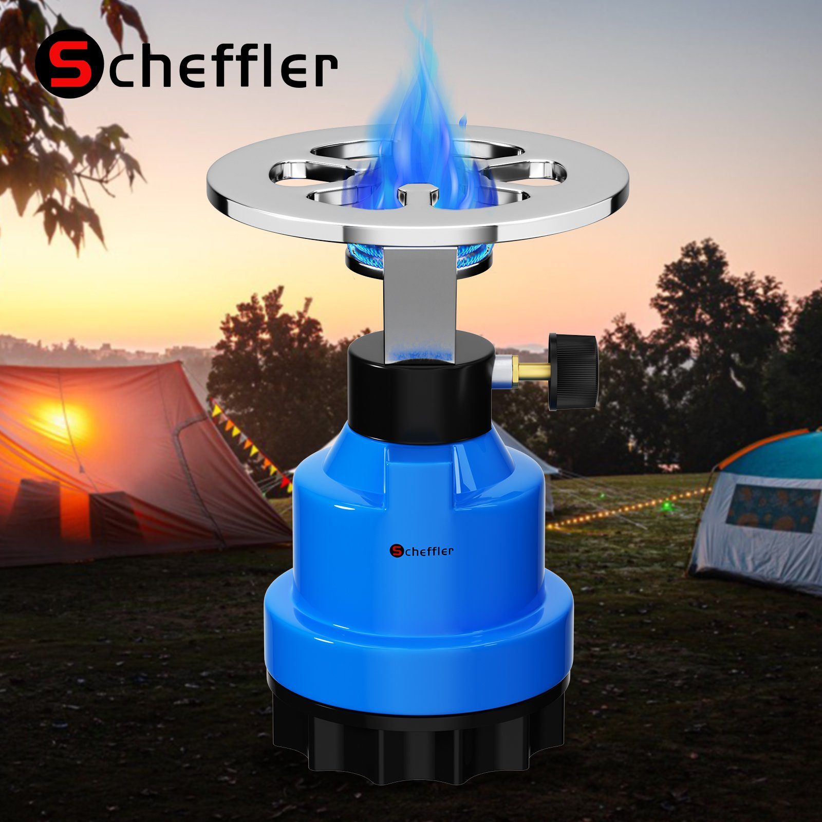 Scheffler Gaskocher Campingkocher, Kartuschenkocher, Butangasbrenner 1-flammig, für Camping, Picknic oder Wanderungen