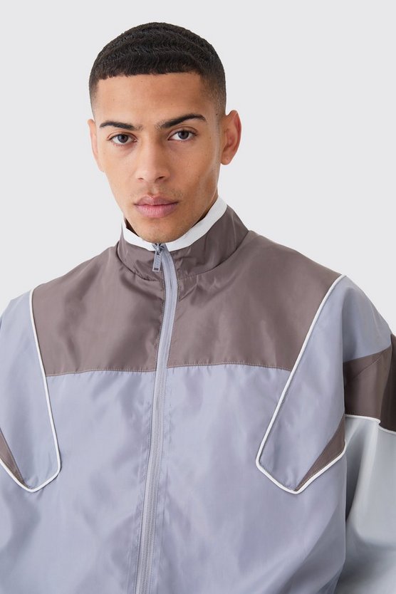 Colorblock Regenjacke mit Reißverschluss