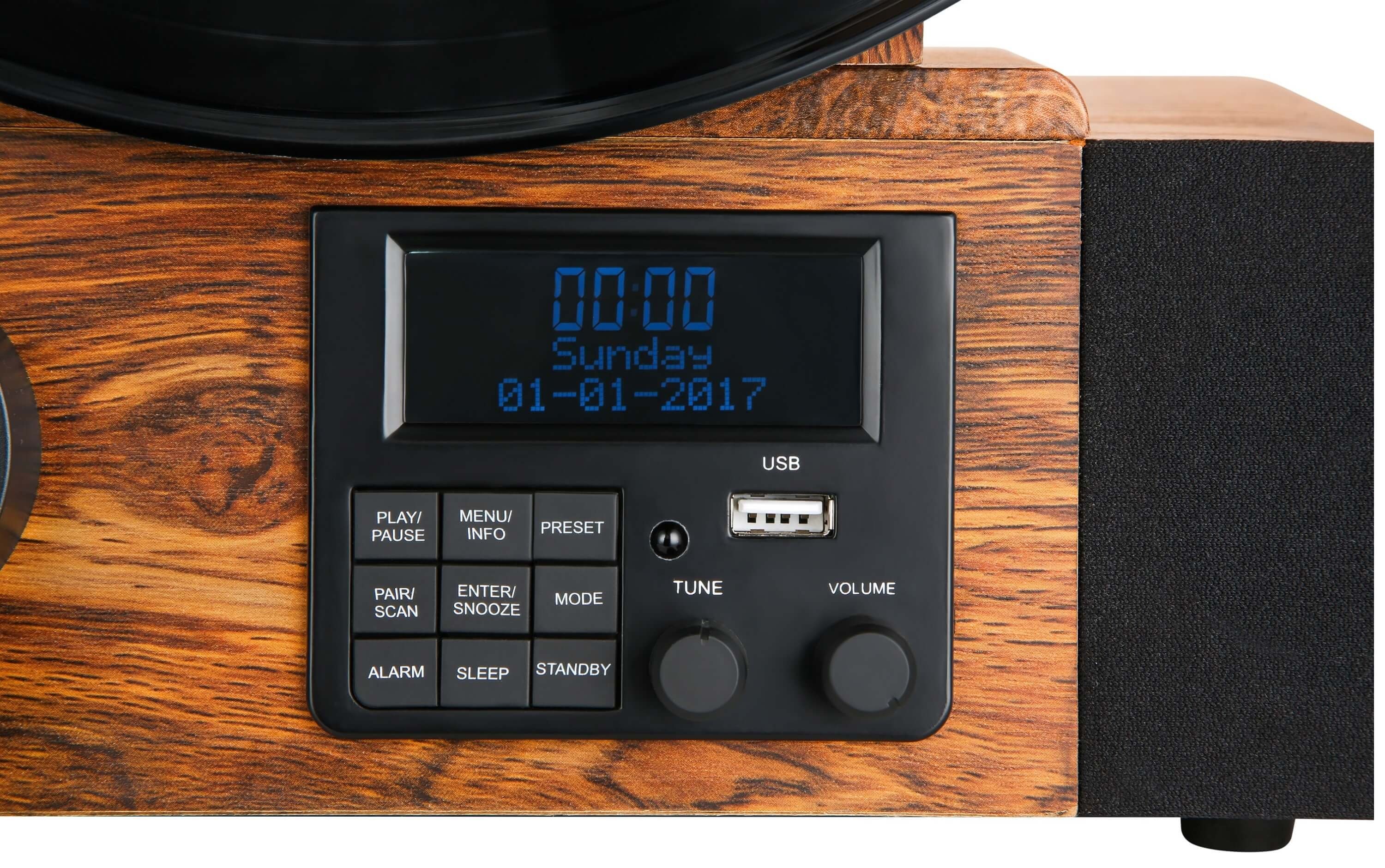 Cyberlux CL-3070 Plattenspieler (Riemenantrieb, Bluetooth, Vertikal Plattenspieler, DAB+ Radio, Bluetooth, LCD-Display)