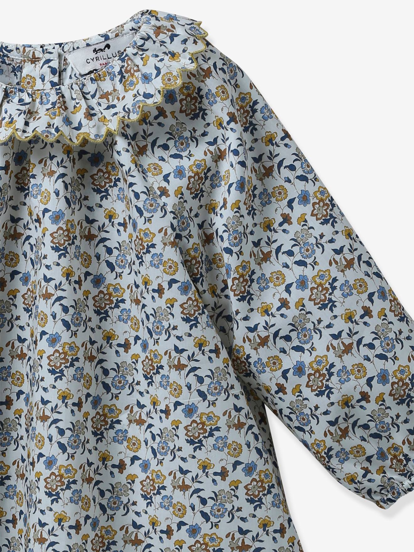 Blouse Bébé en tissu Liberty Aisha CYRILLUS bleu imprimé