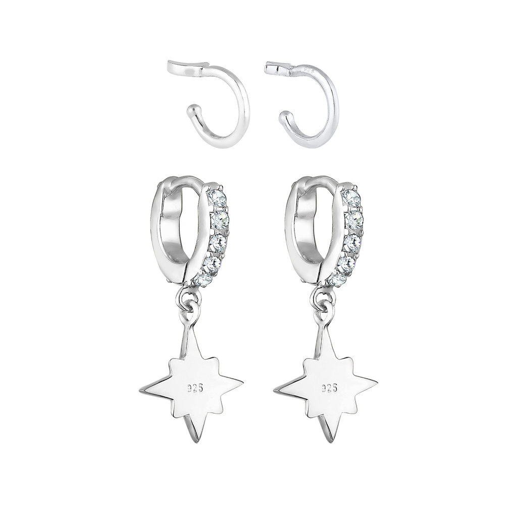 Elli Elli Boucles d'Oreilles Astro Étoile Élégant avec des Cristaux Boucles d'Oreilles Boucles d'oreilles