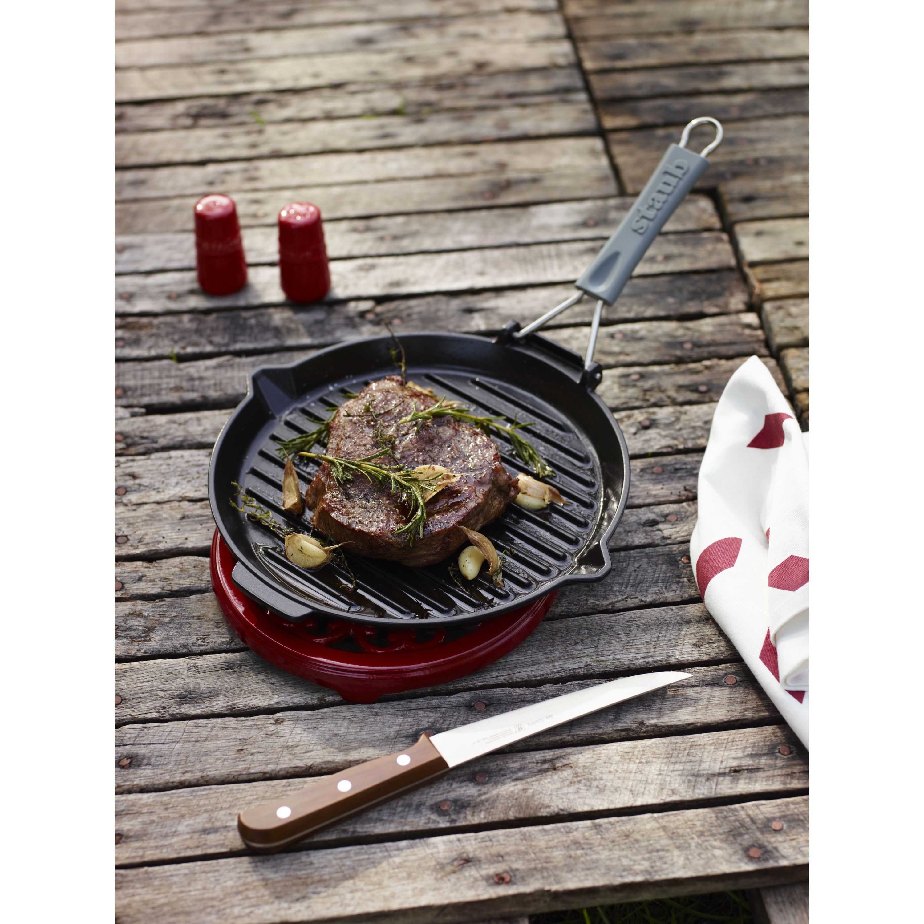 Grillpfanne mit Ausgießnase 28 cm, Gusseisen, Schwarz