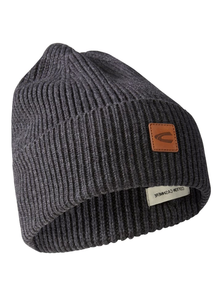 Camel Active Beanie aus einem Baumwoll-Kaschmir-Mix in Asphalt günstig kaufen onesize
