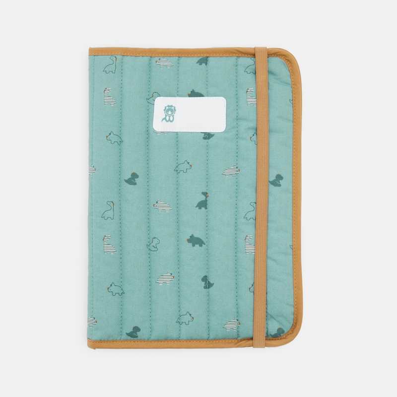 Protège carnet de santé dinosaures vert naissance