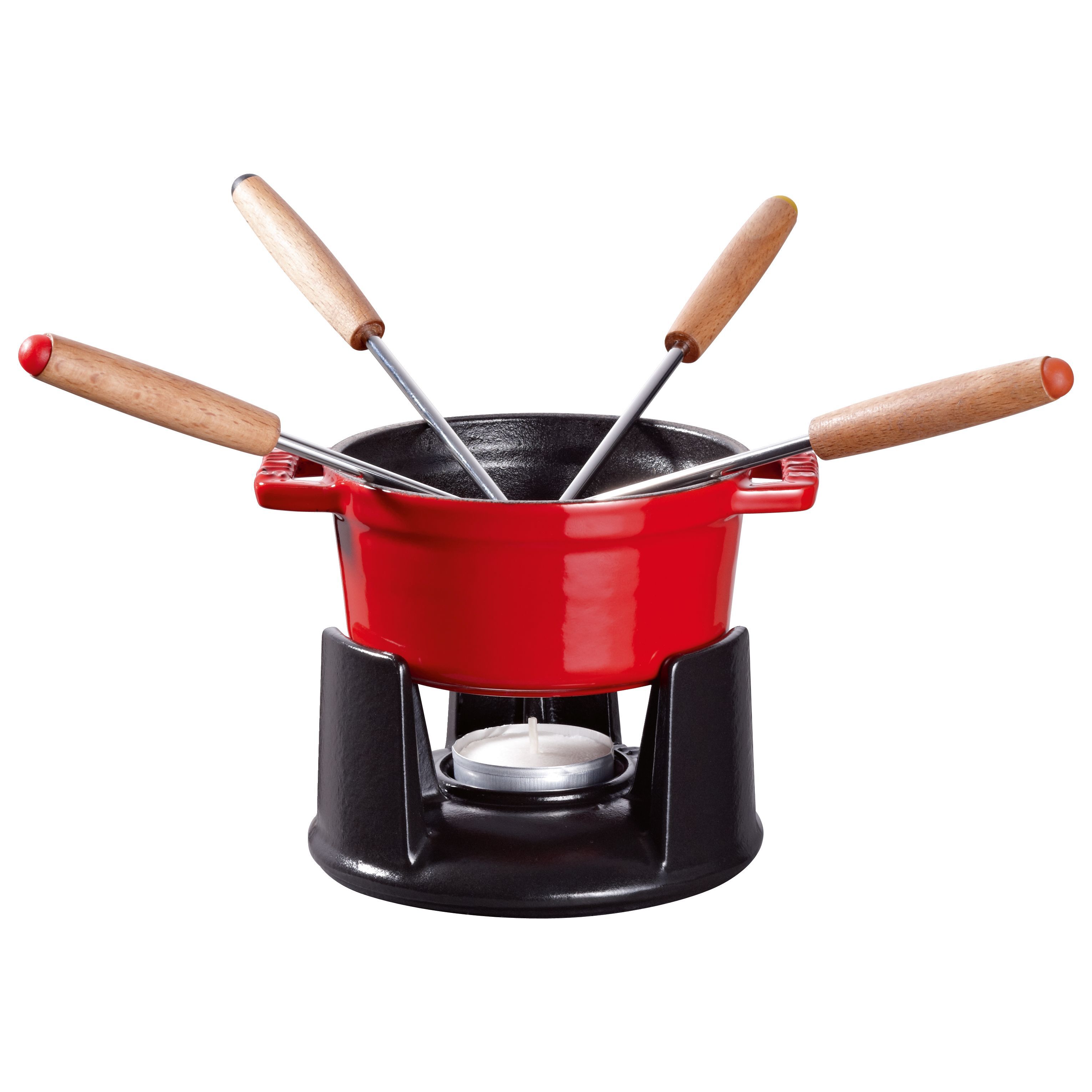 Mini Fondue Set 10 cm, Kirsch-Rot