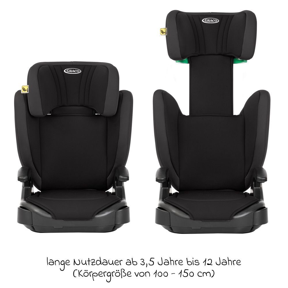 Graco Autokindersitz Junior Max - Midnight, bis: 36 kg, Kinder Autositz i-Size R129 ab 3,5 Jahre - 12 Jahre (100 cm - 150 cm)