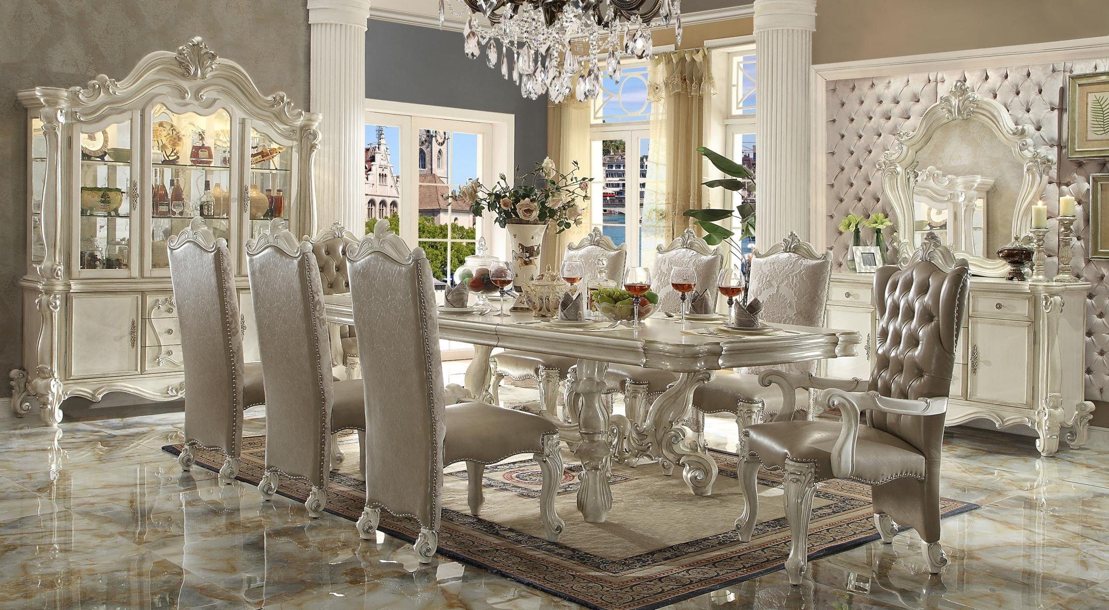 JVmoebel Esszimmer-Set, Esszimmer Set Barock Rokoko Tisch 8x Stühle Buffet Spiegel Kommode