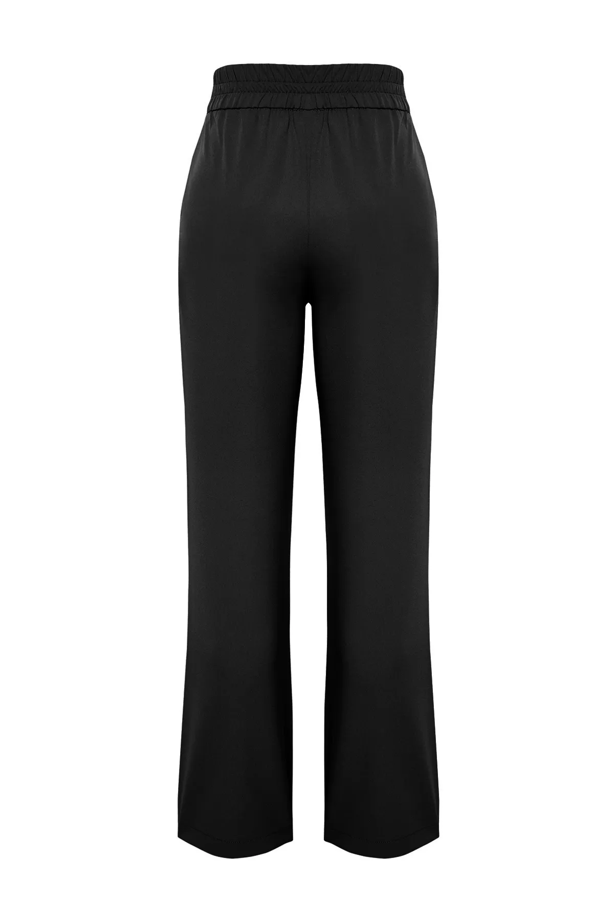 Trendyol Collection  Schwarze, plissierte Hose mit weitem Bein und gewebtem Gürteldetail TWOSS24PL00060