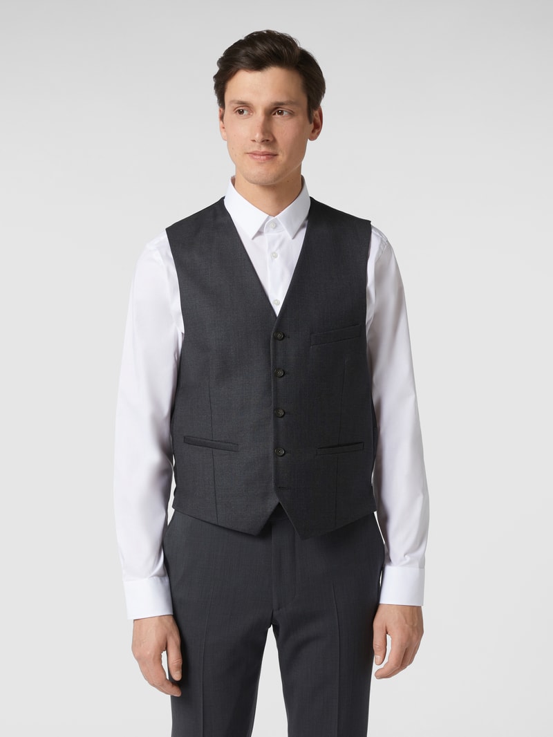 Slim Fit Weste aus Schurwolle - 'Savile Row' in dunkelgrau
