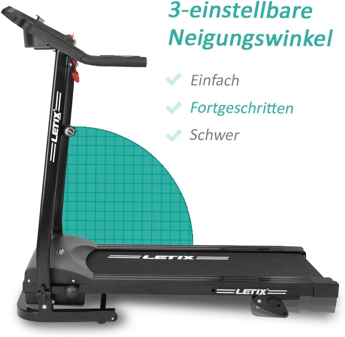 Letix Sports Laufband (Laufband für zuhause,(3-stufig)für effektiveres Training Fitnessgerät), Laufband für zuhause, Motorisiertes, 10 km/h, 500Watt