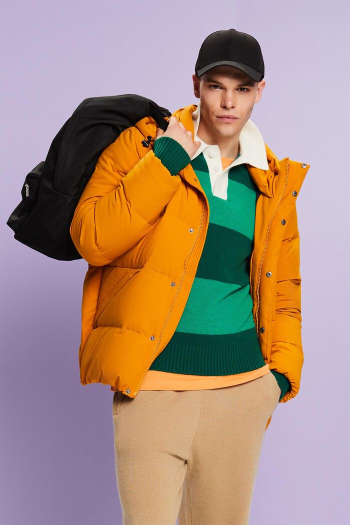 Kaschmirpullover mit Polokragen und Rugby-Streifen