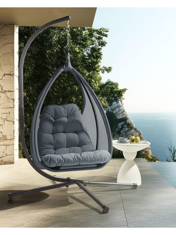 Beliani Hängesessel AVEGNO in Grau - (W) 98 x (H) 195 x (L) 136 cm günstig kaufen onesize