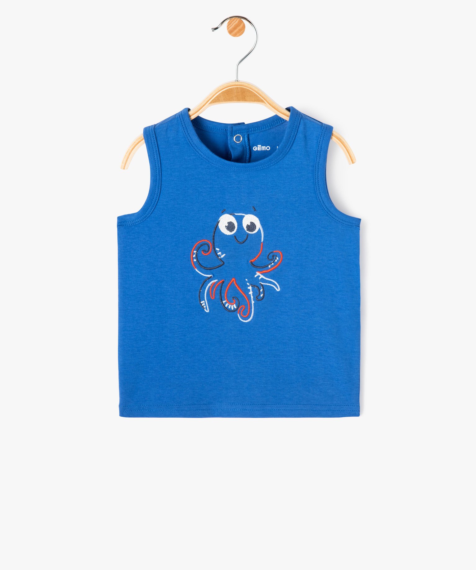 Débardeur en coton avec broderie bébé Garçon bleu | GEMO