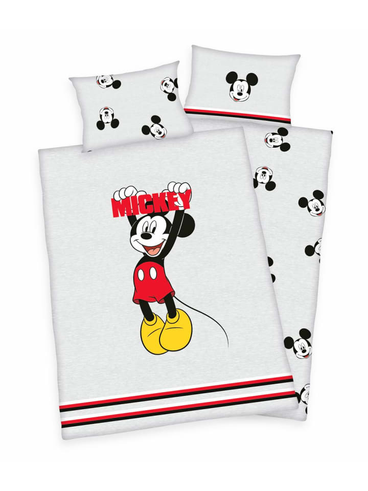 Herding 2 tlg. Renforcé Bettwäsche 100x135cm Disney Mickey Mouse in Grau günstig kaufen 100x135 cm