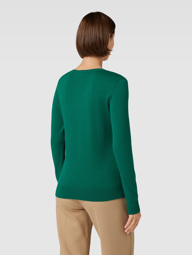 Strickpullover mit Rundhalsausschnitt in dunkelgrün