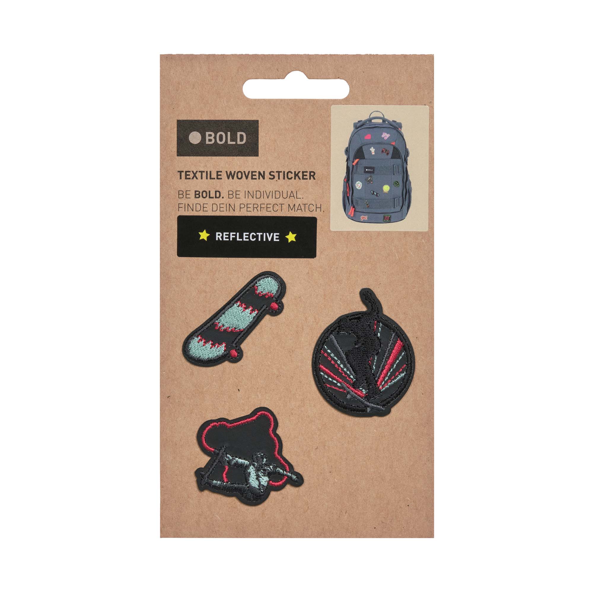 Textil-Sticker (3 Stk) - BOLD Match, Skater