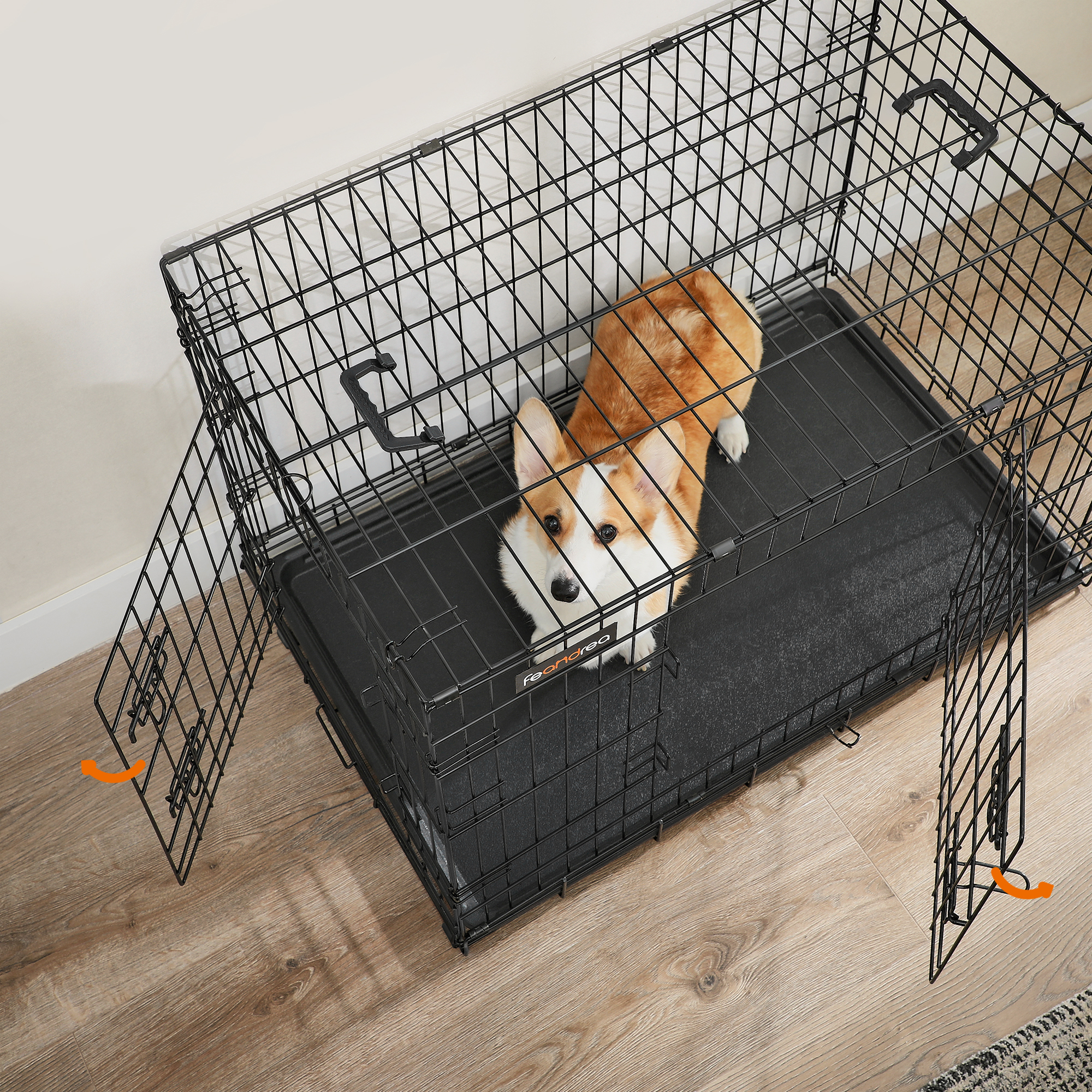FEANDREA Transportboxen & Gitterboxen FEANDREA S-XXL Hundekäfig mit 2 Türen 92,5 cm, 57,5 cm, 64 cm