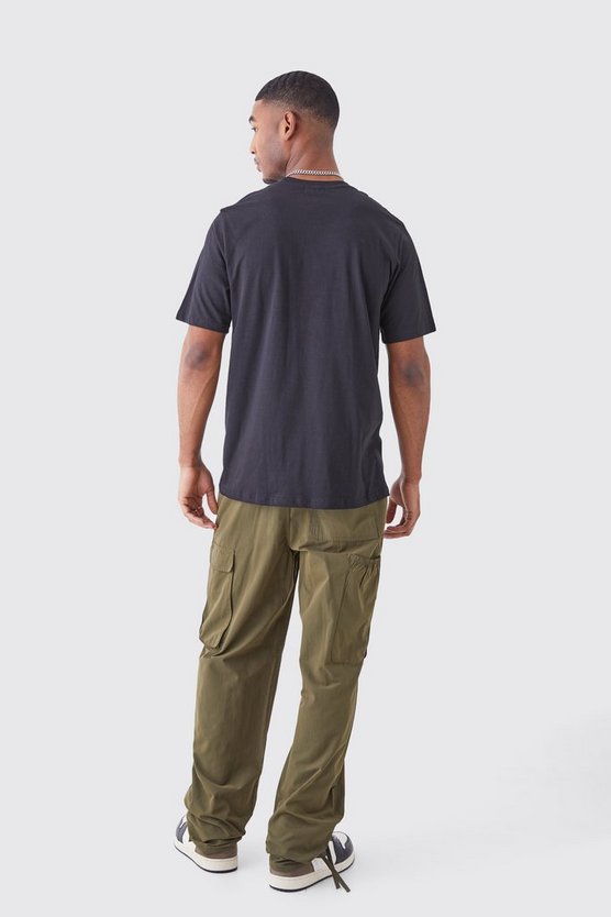 Lange Cargohose mit fester Taille und Bundfalten