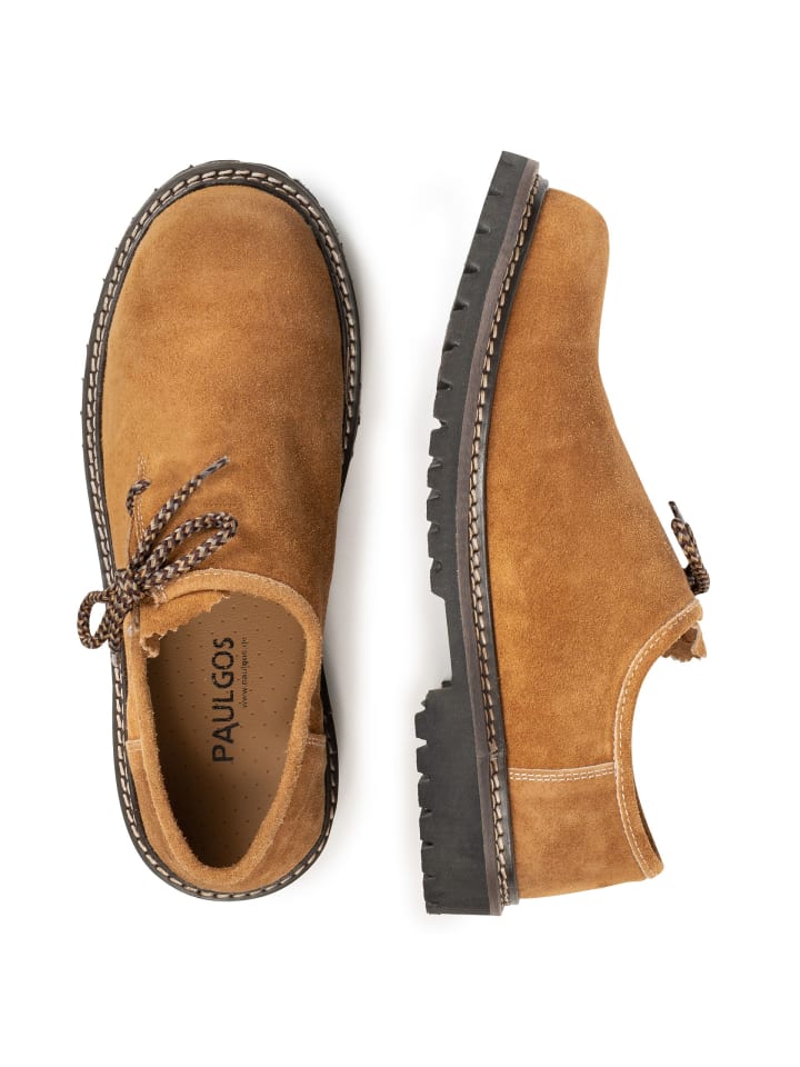 PAULGOS Haferlschuh Trachten Schnürschuh Echtleder in Hellbraun günstig kaufen