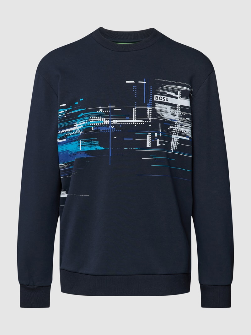 Sweatshirt mit Label-Print Modell 'Salbonic' in dunkelblau