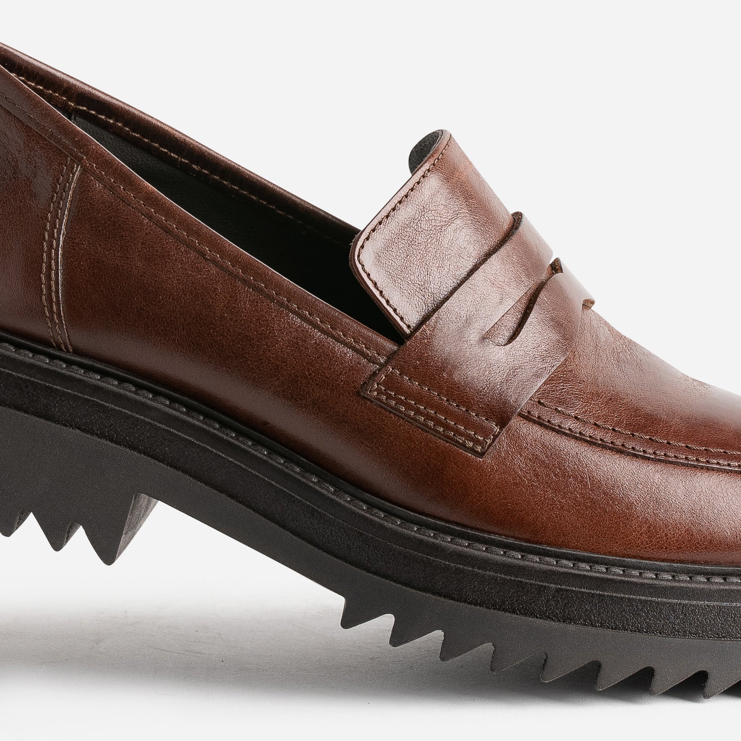 Mocassin TEXTO cognac en cuir à semelle crantée