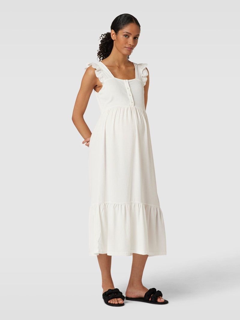 Umstands-Kleid mit kurzer Knopfleiste in weiß