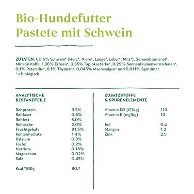 Yarrah Bio Paté mit Schwein