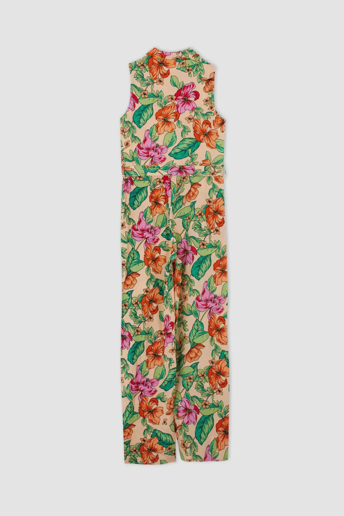 DeFacto  Ärmelloser Jumpsuit mit langem Hemdkragen und Blumenmuster - Y8589az22hs