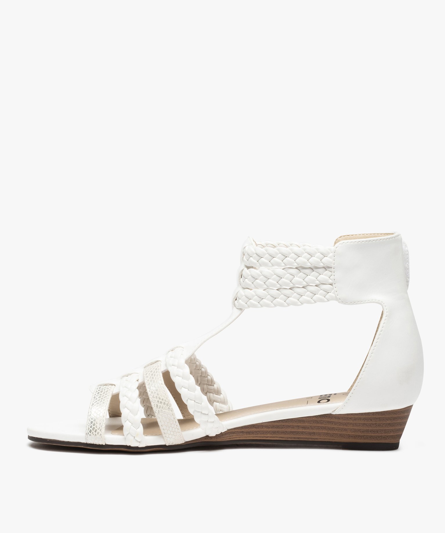 Sandales femme avec brides tressées autour de la cheville blanc | GEMO