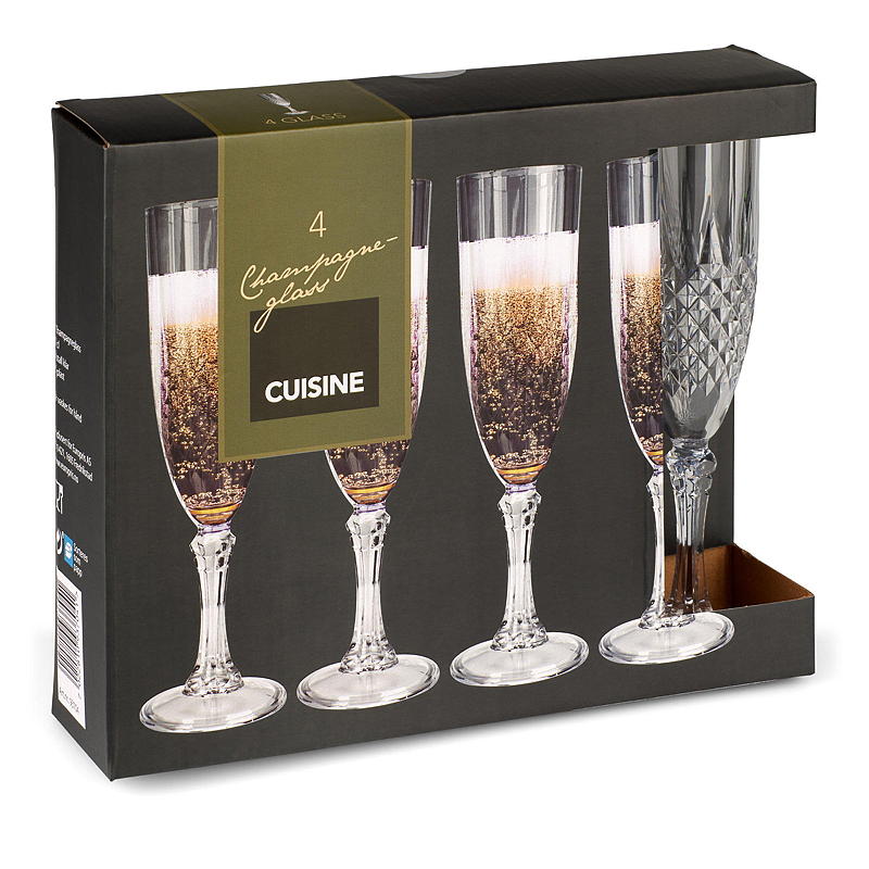Cuisine Champagneglass 4-pk 22 cl plast kristall klar