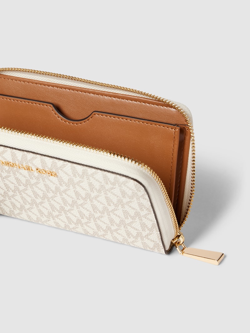 Portemonnaie mit Allover-Logo-Muster Modell 'JET SET' in ecru