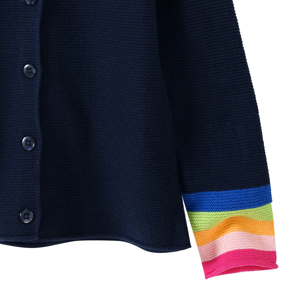 Mädchen Strickjacke mit bunten Ärmelbündchen