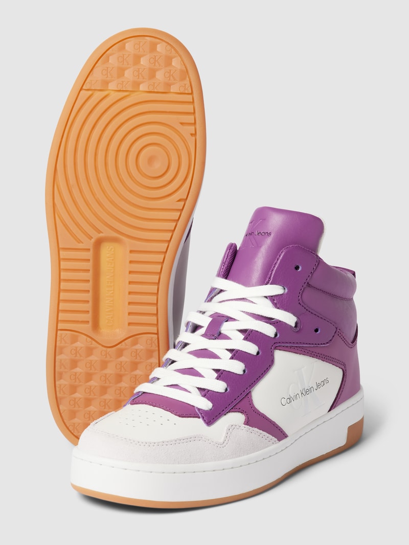 High-Top-Sneaker mit Label-Print Modell 'BASKET' in lila