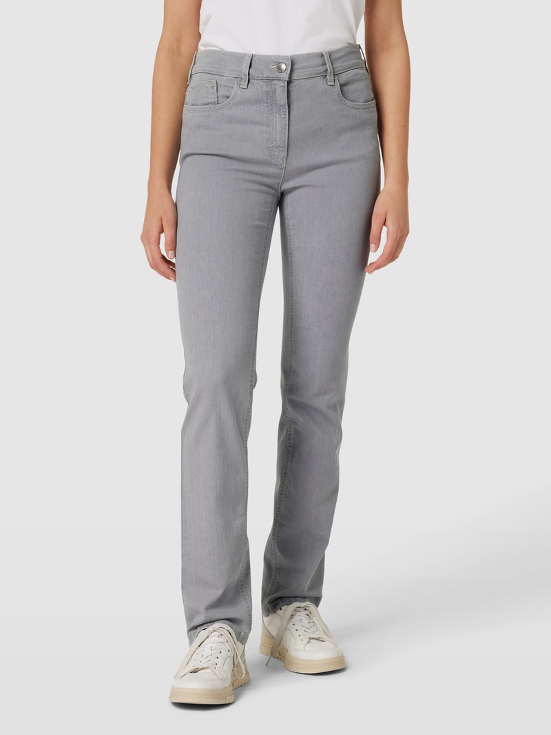 Jeans mit 5-Pocket-Design Modell 'CARLA' in hellgrau