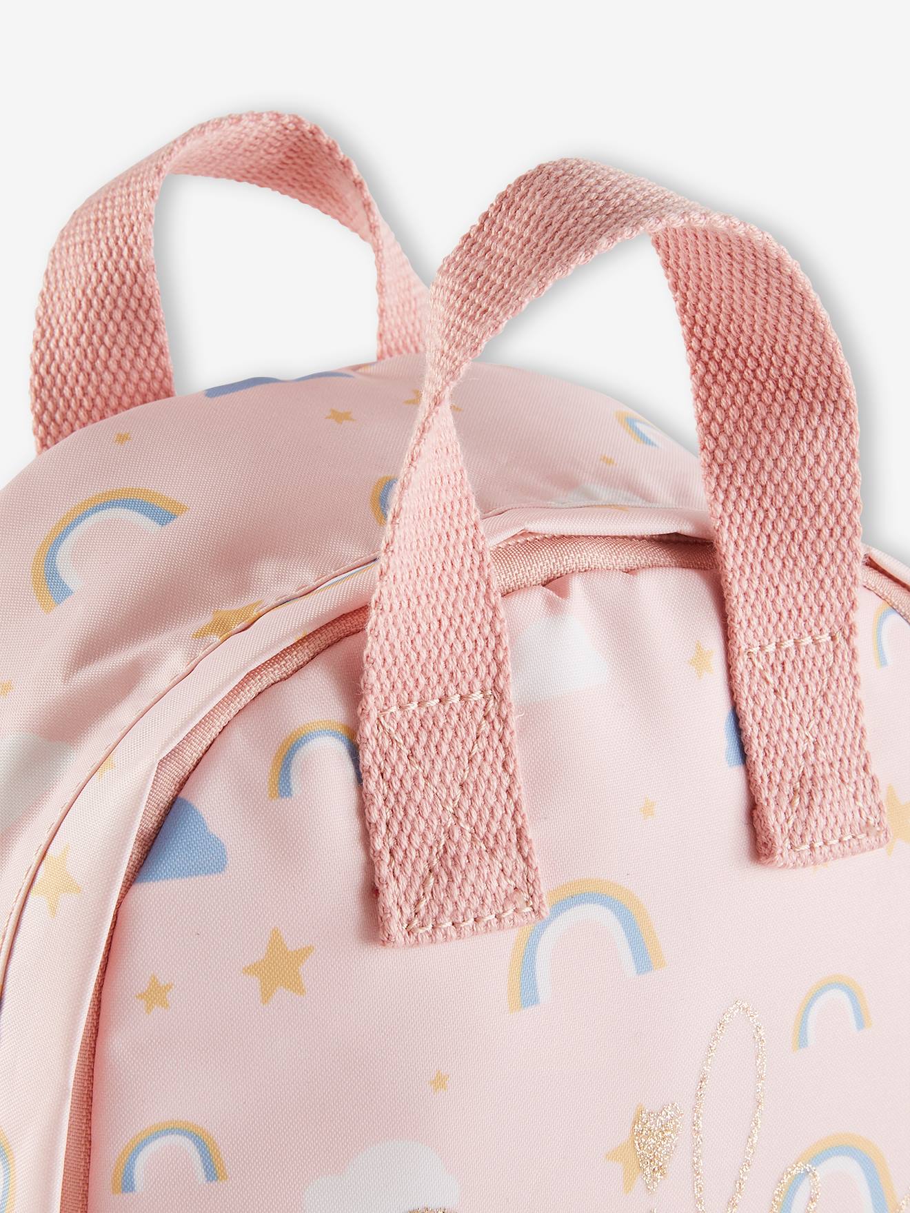 Vertbaudet Mädchen Rucksack, Regenbogen - rosa bedruckt
