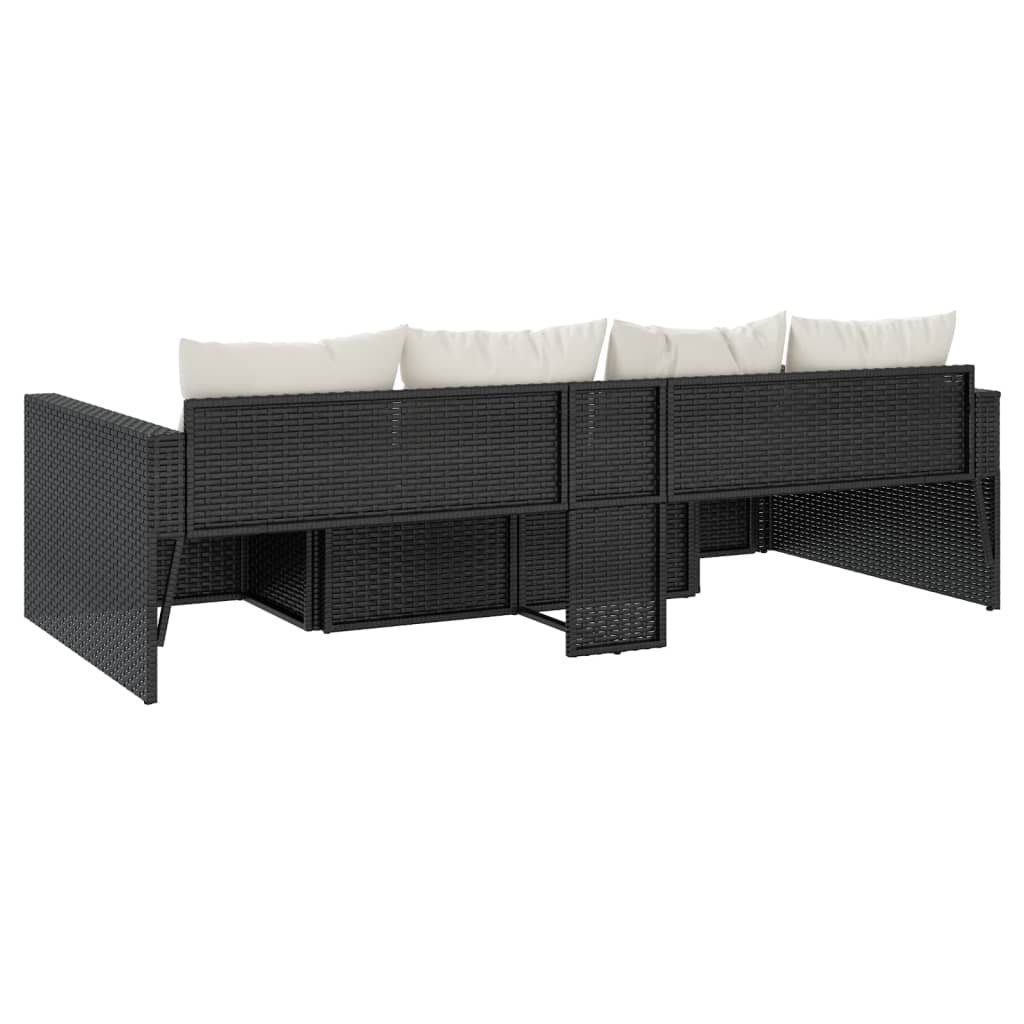 vidaXL Gartenlounge-Set 2-tlg. Garten-Lounge-Set mit Kissen Schwarz Poly Rattan, (2-tlg)