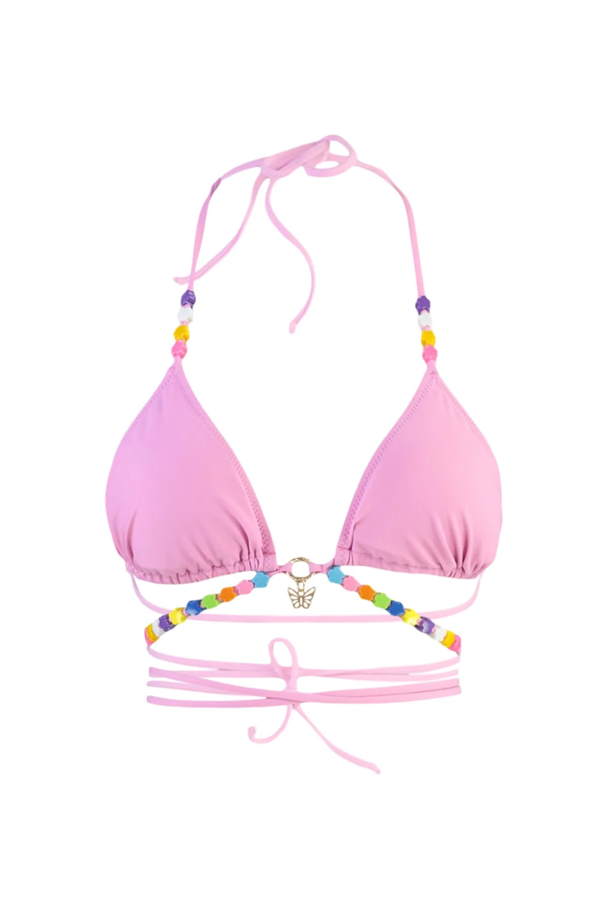Trendyol Collection  Rosa Dreieck-Bikinioberteil mit Perlen-Accessoire TBESS23BU00235
