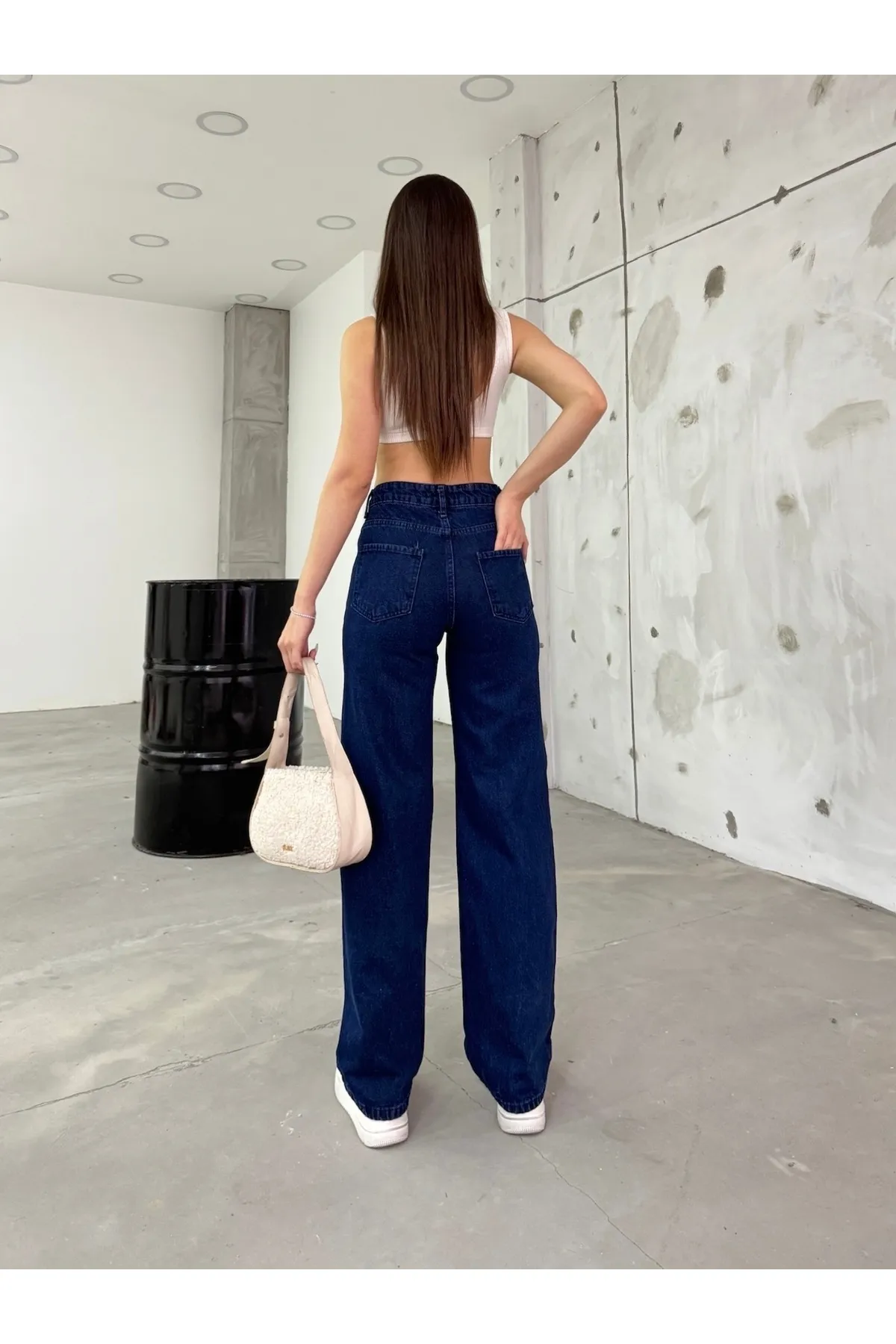 BİKELİFE  Marineblaue Palazzo-Jeans mit hoher Taille