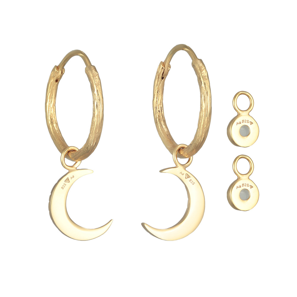 Elli PREMIUM Elli PREMIUM Boucles d'Oreilles Femmes créoles demi-lune set pendentif avec pierr Boucles d'oreilles