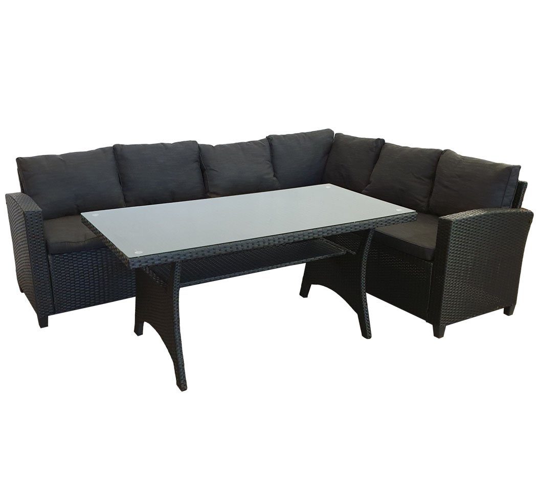 KMH Gartenlounge-Set Polyrattan Set *Hannover* schwarz (106116), (2-tlg)