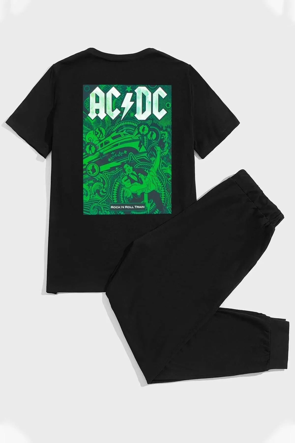 trendypassion  Acdc bedrucktes Sport-Trainingsanzug-Set aus Baumwolle