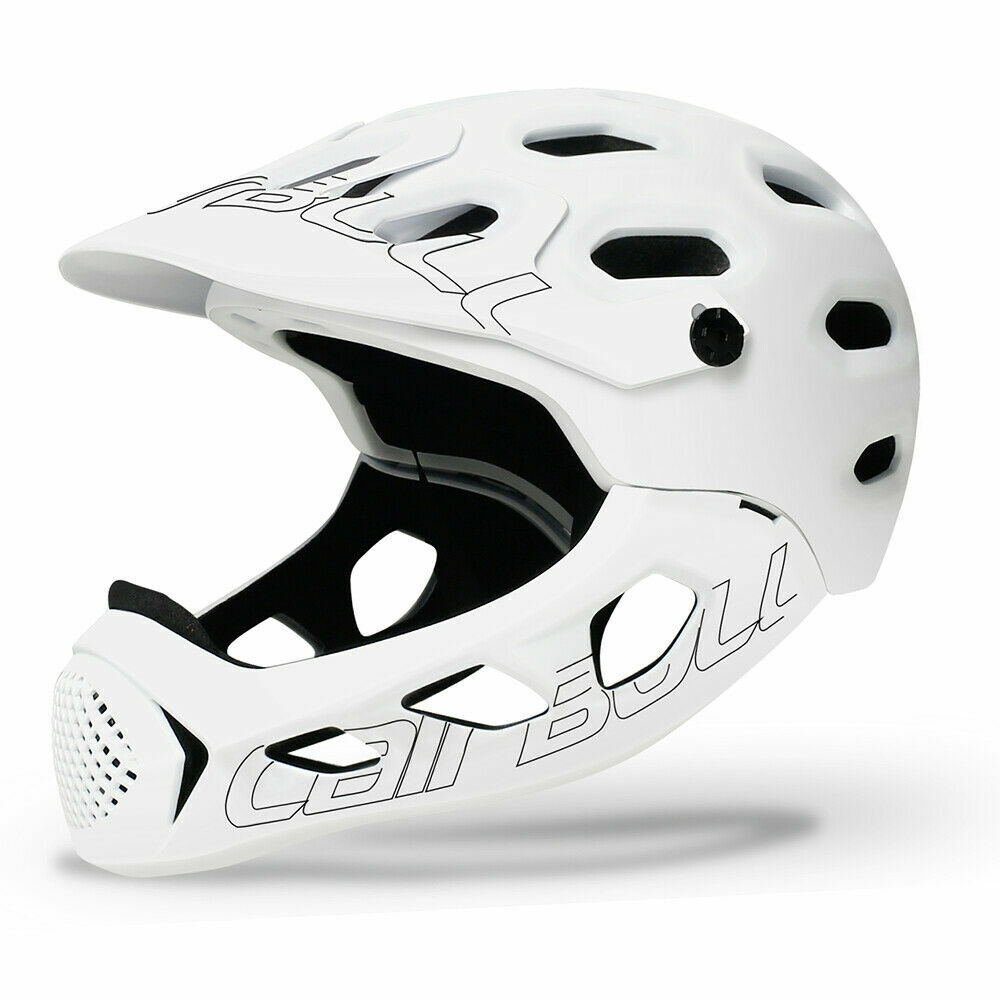 meeteu Fahrradhelm Erwachsene Fahrradhelm BMX MTB Integralhelm (Größen 56-62cm, 4 Farben Helm), Fullfacehelm Kinnbügel Abnehmbar