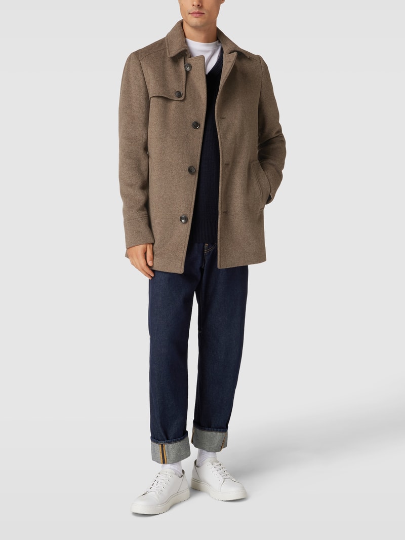 Mantel mit Kragen Modell 'Napoleon Collar' in camel