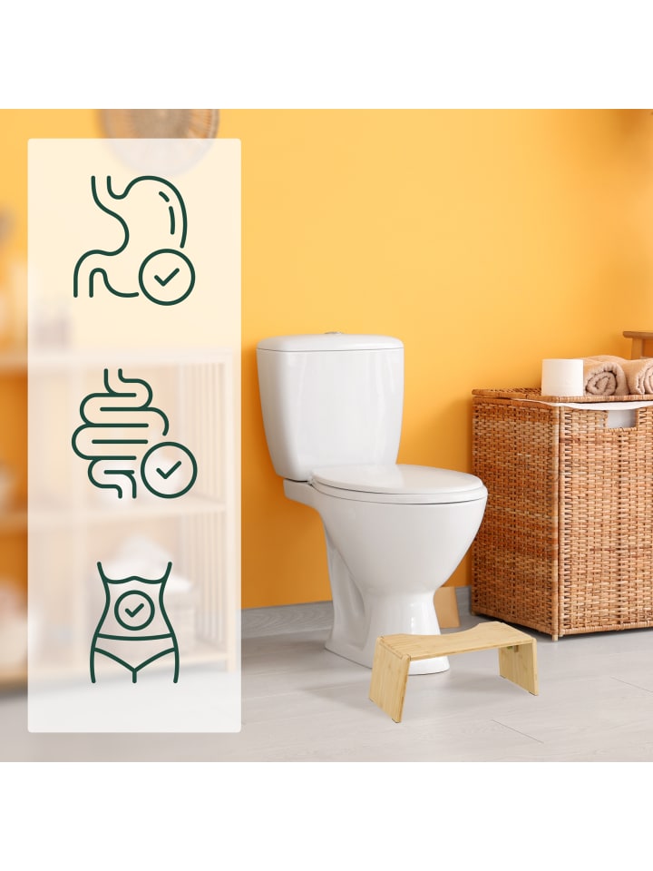 relaxdays Toilettenhocker in Natur - (B)48,5 x (H)19 x (T)20 cm günstig kaufen onesize