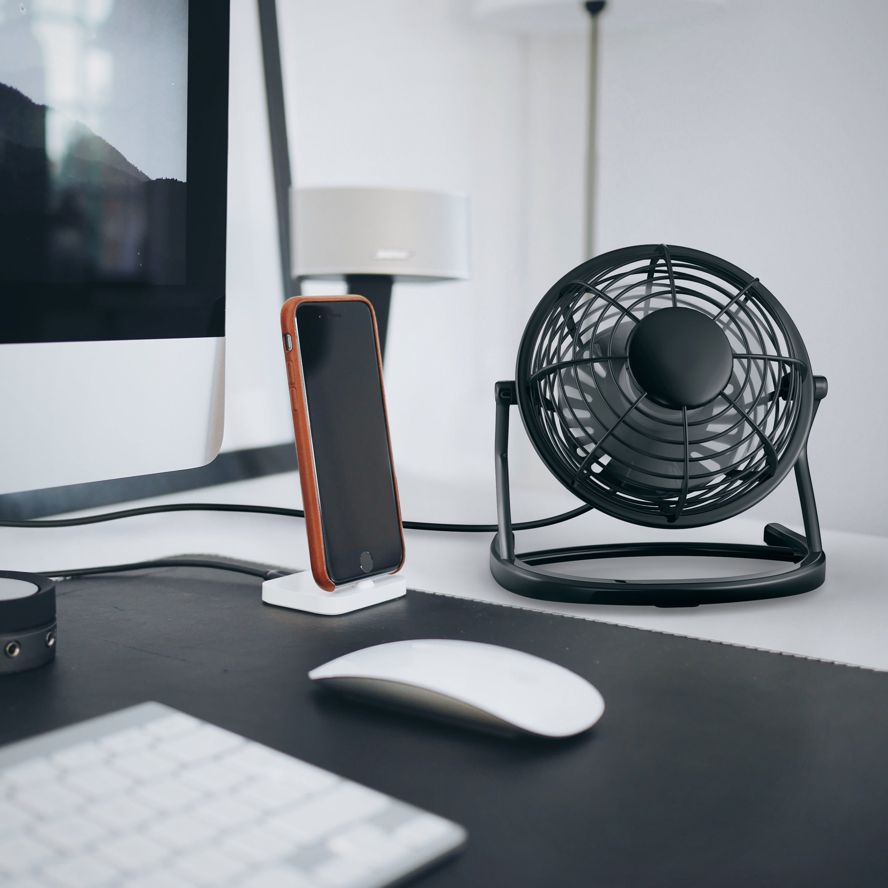CSL Mini USB-Ventilator, Tischventilator, stromsparend, ruhiger Lauf, 360° neigbar